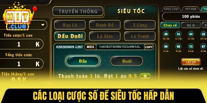 Các loại cược số đề siêu tốc hấp dẫn