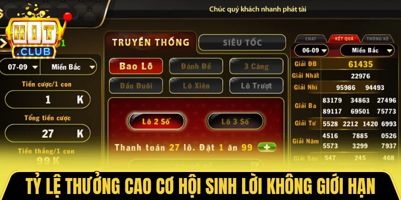 Tỷ lệ thưởng cao cơ hội sinh lời không giới hạn